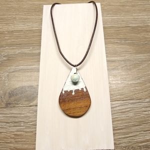 Dripping in Ice Walnut Pendant Necklace